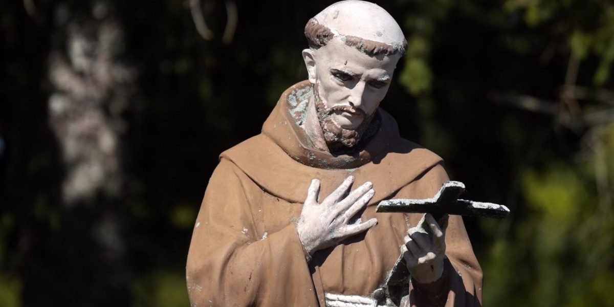 A statue of St. Francis of Assisi is seen on the grounds of Our Lady of Ostrabrama Church in Cutchogue, N.Y., Oct. 5, 2025. (OSV News photo/Gregory A. Shemitz)